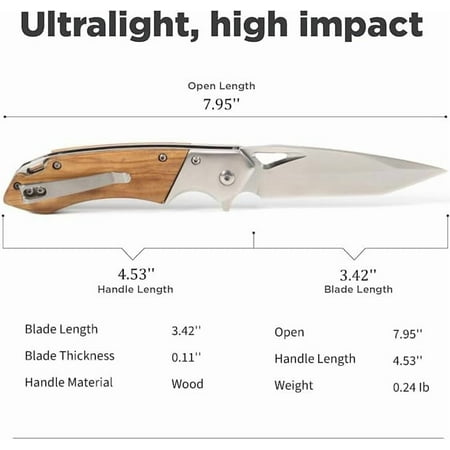 DASAW-Folding Pocket Knife 2013 High-Performance Stainless Steel Blade Tactical EDC Knife with 2018Party in the USA’ Wooden Handle Compact Folding Knife for Camping Hiking Hunting 2013 Gift