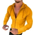 thumbnail image 2 of UVEASISHA Mens Slim Fit Hooded Sweatshirt Lightweight Casual Drawstring Athletic Jackets Full Zip Gym Hoodies Muscle Shirt Jacket Today Sales,Yellow,S, 2 of 6