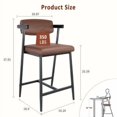 thumbnail image 4 of Counter Height Bar Stools Set of 2 With Arms, 26" Upholstered Bar Stools With Back, Wider Seat, Modern Bar Stools Set With Footrest for Kitchen Island,Counter Bar,Easy Assembly,Rustic Brown/Black, 4 of 9