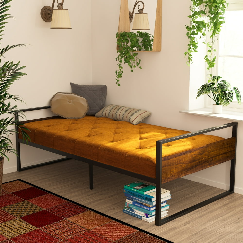 Goldwing Twin Daybed Frame with Wood Headboard, Single Platform Day Bed