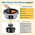 thumbnail image 2 of Superjoe Programmable Slow Cooker 6 Quart with 2 in 1 Silicone Liners, Multi-Cooker Food Warmer with Digital Timer, 3 Cooking Settings, Dishwasher-Safe Removable Ceramic Pot & Lid, Silver., 2 of 10