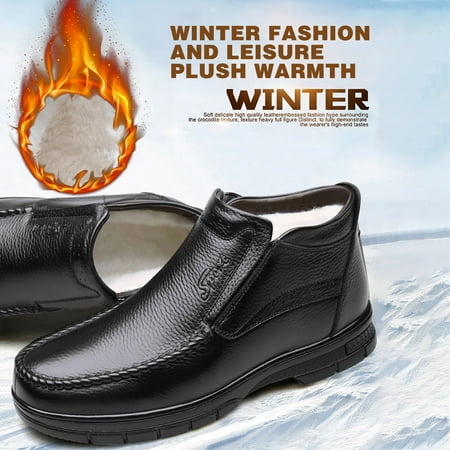 

Qiaocaity Mens Shoes on Clearance Men s Cotton Shoes Men s Plus Velvet Winter Warm High-top Men s Shoes Cold-proof Leather Snow Boots Men s Shoes Black 42