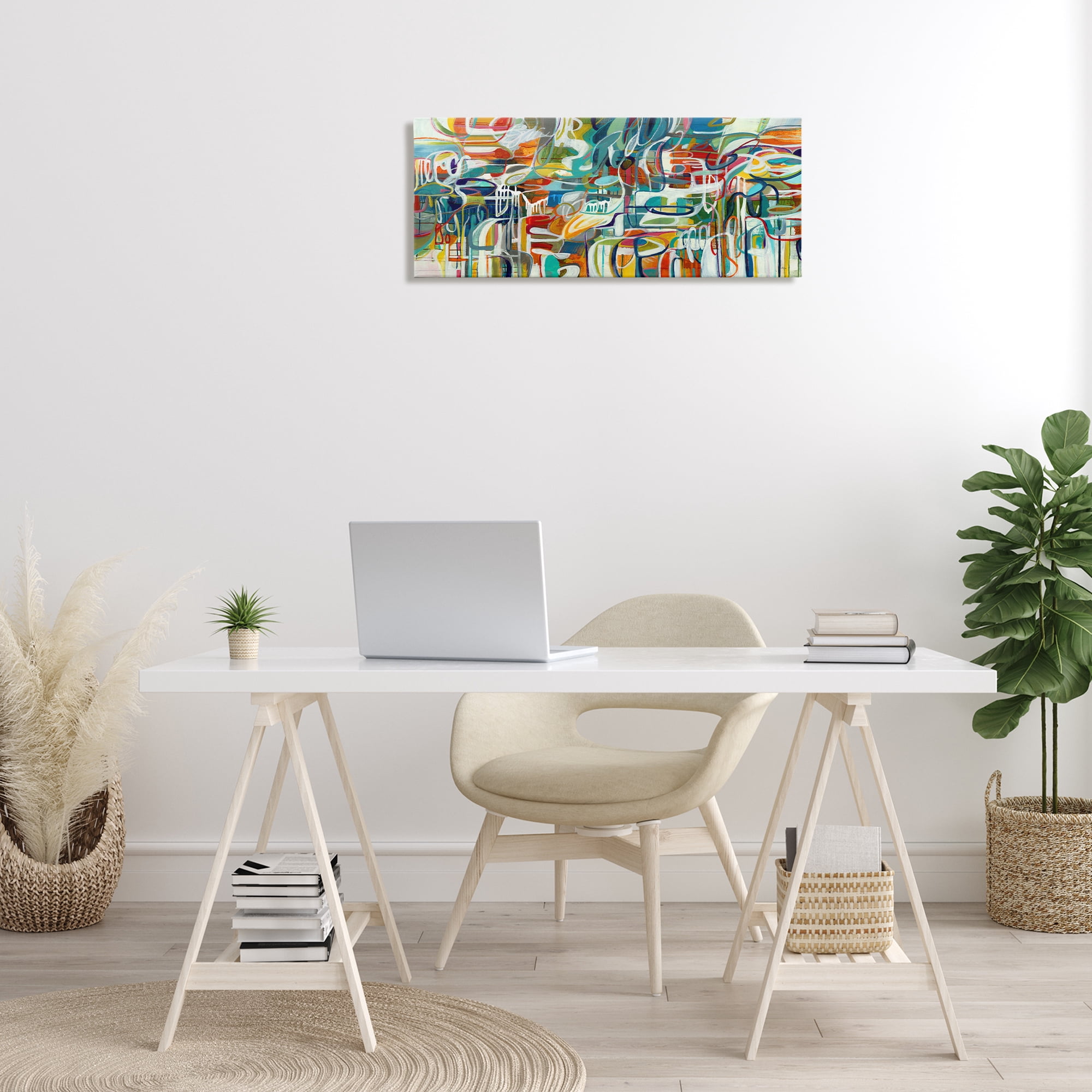 Stupell Industries Chaotic Doodle Shapes Abstract Painting Gallery Wrapped Canvas Art Print Wall Art, 30 x 13