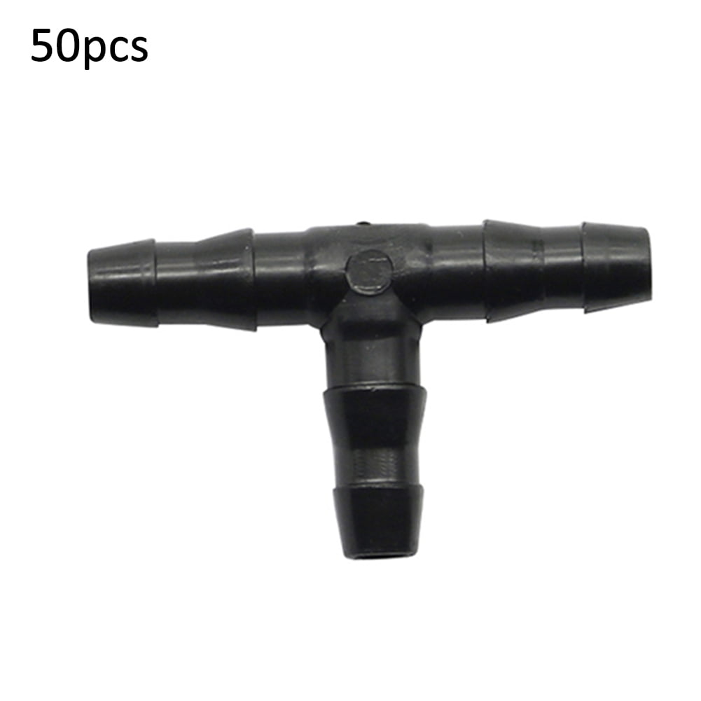 50X Garden Watering Irrigation 4/7 Hose Pipe Fitting Barb Straight Tee Connector 