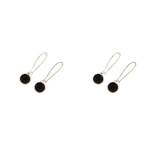 Qarigey 1 par de pendientes colgantes, cadena larga exquisita, aleación de personalidad, gota de oreja, ropa portátil, suministro a juego, Negro 2Conjunto