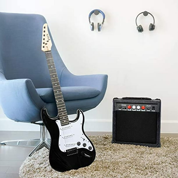 Ampli de guitare électrique LyxPro Amplificateur de 20 watts Haut-parleur  intégré Prise casque et entrée auxiliaire Comprend un gain de volume des  aigus des basses et de la mouture - Noir 
