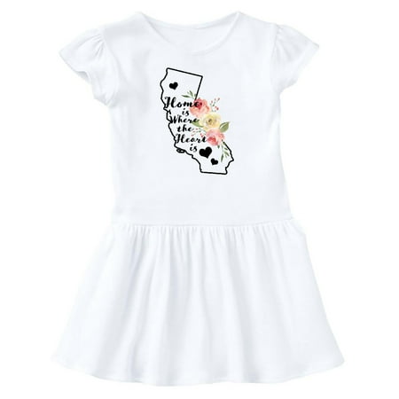 

Inktastic California Home is Where the Heart is with Watercolor Floral Gift Baby Girl Dress