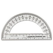 Charles Leonard, Inc Open Center Protractor, Plastic, 6'' Ruler Edge, Clear, Dozen