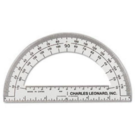 Charles Leonard, Inc Open Center Protractor, Plastic, 6'' Ruler Edge, Clear, Dozen