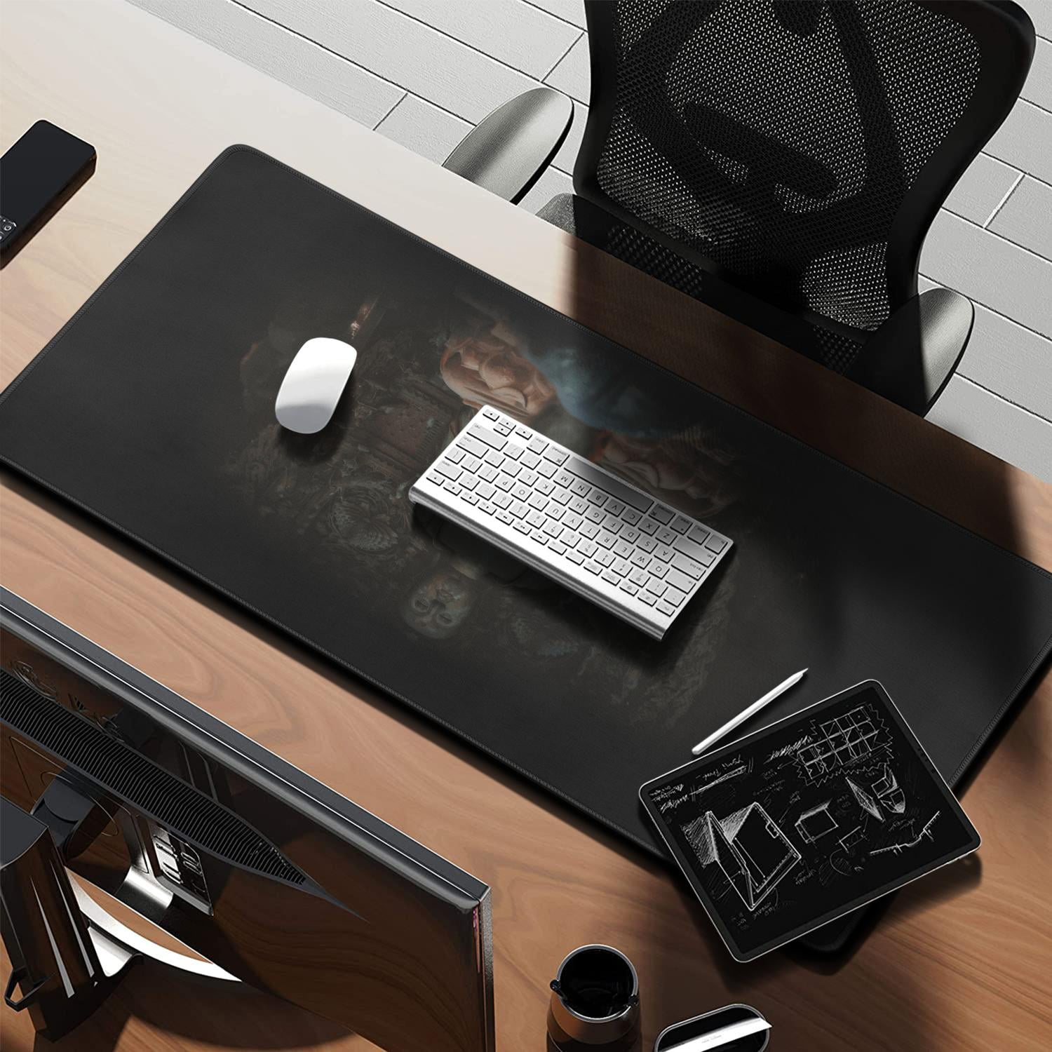 WUKONG Gaming Mouse Pad Non Skid Cool Rubber Mousepad for Table Desk Wukong, Buddha Sculpture Desk Mouse Pad for Computer Desk Laptop Decoration (35.4x15.7in)