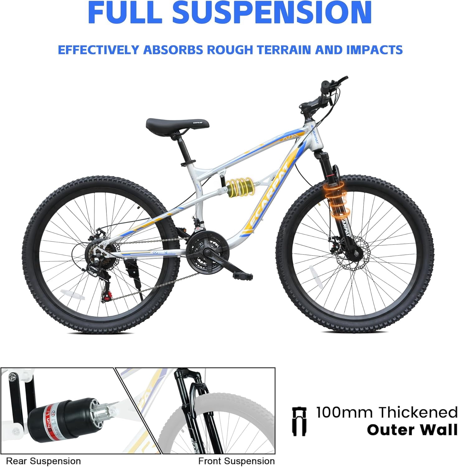 Ambifirner 26" Mountain Bike for Men, 21-Speed Commuter Bicycle with High-Strength Frame, Disc Brakes, Adjustable Seat & Comfort Grip Handle, Ideal for Road, Mountain & Urban All Terrain
