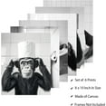thumbnail image 2 of Lote de 6 lienzos decorativos para baño, sin marco, impermeables, con divertidos chimpancés, en blanco y negro, de 8 x 10 pulgadas., 2 of 9