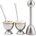 thumbnail image 1 of Juego de cortador de huevos duros y suaves, galleta de huevos con incluye 2 tazas, 2 cucharas, 1 cortador, separador de cáscara, herramienta de cocina de acero inoxidable Xxf, 1 of 4