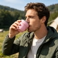 thumbnail image 5 of FSAGAE Collapsible Camping Cup Portable Silicone Travel Mug with Stainless Steel Rim and Lid Cream, 5 of 8