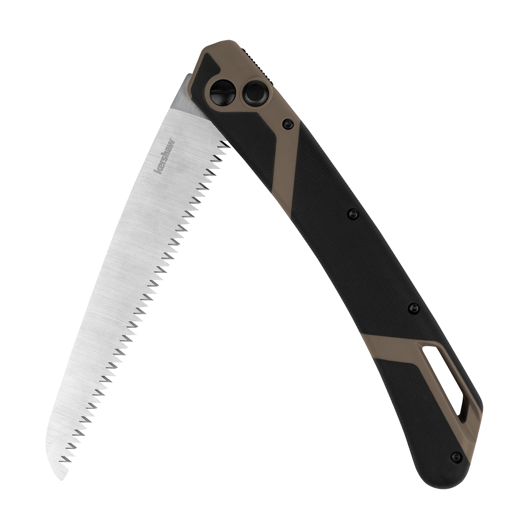 Kershaw Taskmaster 2 Saw Folding Knife 7" Saw 1065 High Carbon Nickel Blade Glass Filled Nylon/Rubber Handle Black/Tan