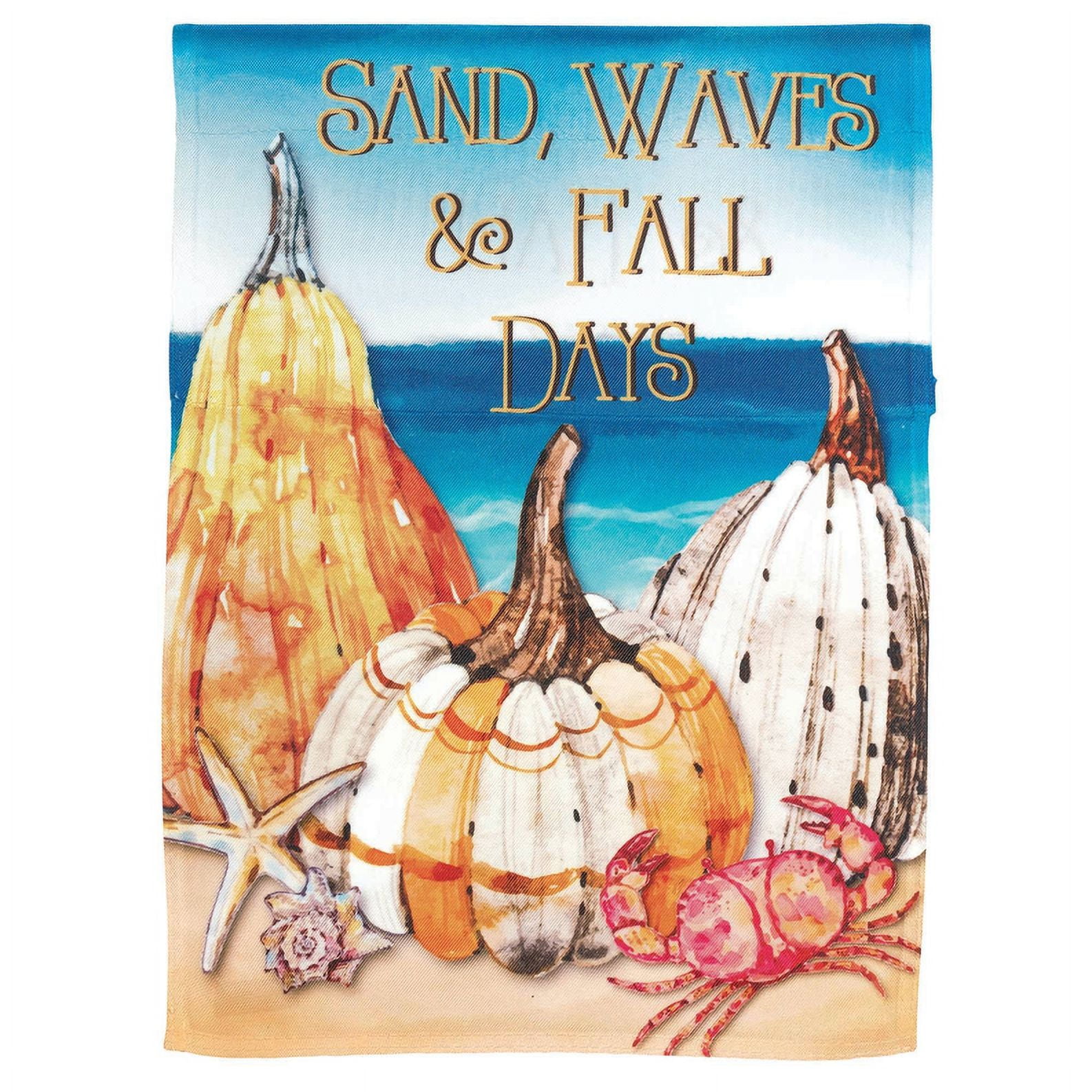 Magnolia Gardens M080138 13 x 18 in. Pumpkins Sand Waves Fall Days Printed Garden Flag