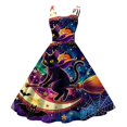 thumbnail image 2 of Halloween Dresses for Women Sleeveless Casual Printed Retro Plus Size Dress For Cocktail Holiday Occasions, 2 of 5