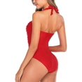 thumbnail image 3 of Women's Halter One Piece Swimsuit Ruched Monokini Push Up Bikini Solid Padded-week, 3 of 4