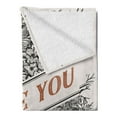 thumbnail image 2 of Vintage Valentine Soft Flannel Fleece Throw Blanket, I Love You Words with Engraved Flowers, Cozy Plush for Indoor and Outdoor Use, 50" x 70", Charcoal Grey Rust, by Ambesonne, 2 of 5