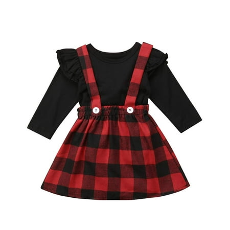 

Pudcoco Toddler Girls Christmas Princess Plaid Outfits