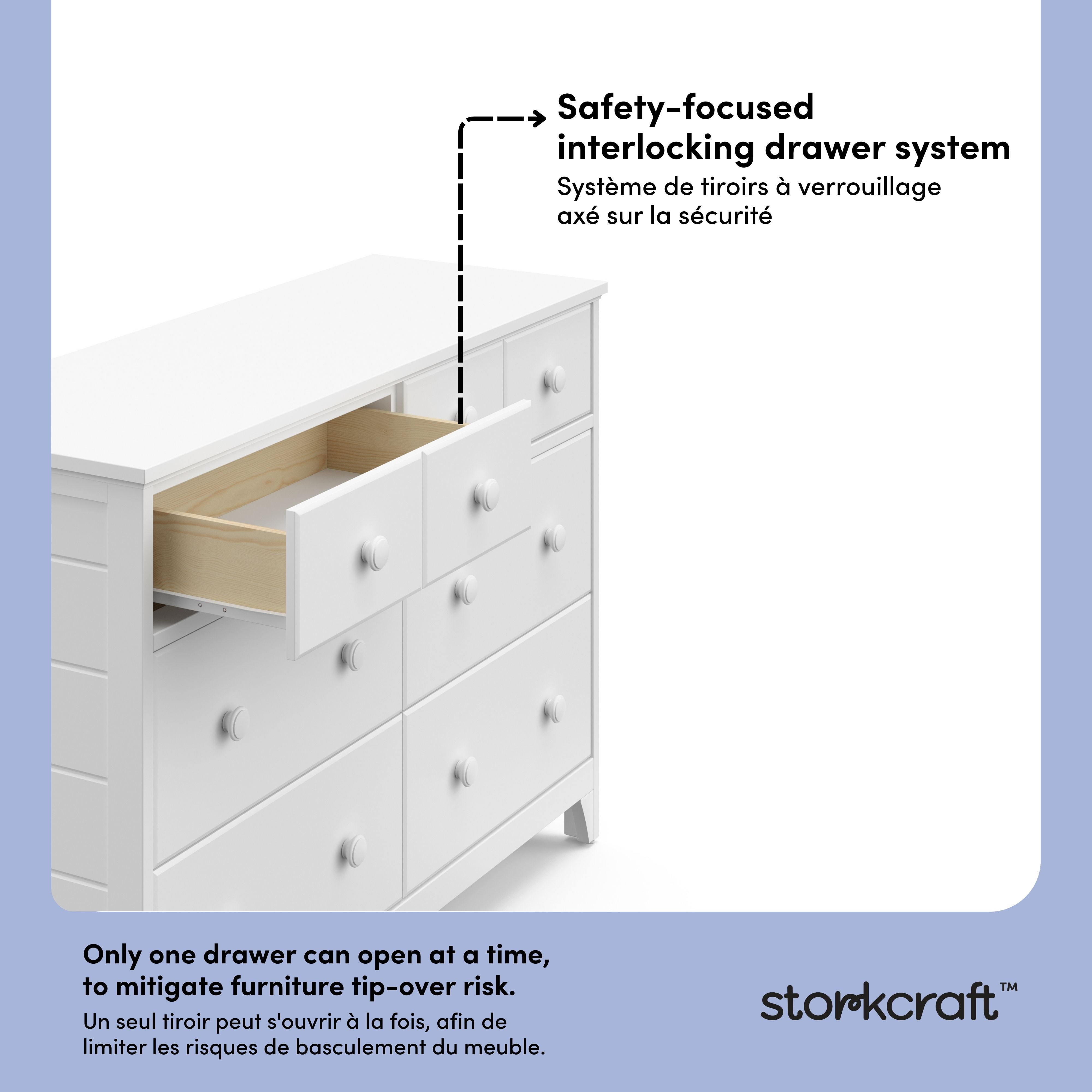 Commode de rangement double avec 6 tiroirs Moss de Storkcraft