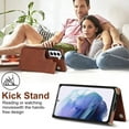 thumbnail image 4 of Crossbody Wallet Case for Samsung Galaxy S21 5G, Kickstand with Adjustable Removable Lanyard Neck Strap Case Card Holder Case Shockproof Cover Magnetic Clasp Cover Flip Case -Brown, 4 of 14