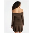 thumbnail image 3 of No Boundaries Off-The-Shoulder Long Sleeve Mini Dress, Women's, 3 of 5
