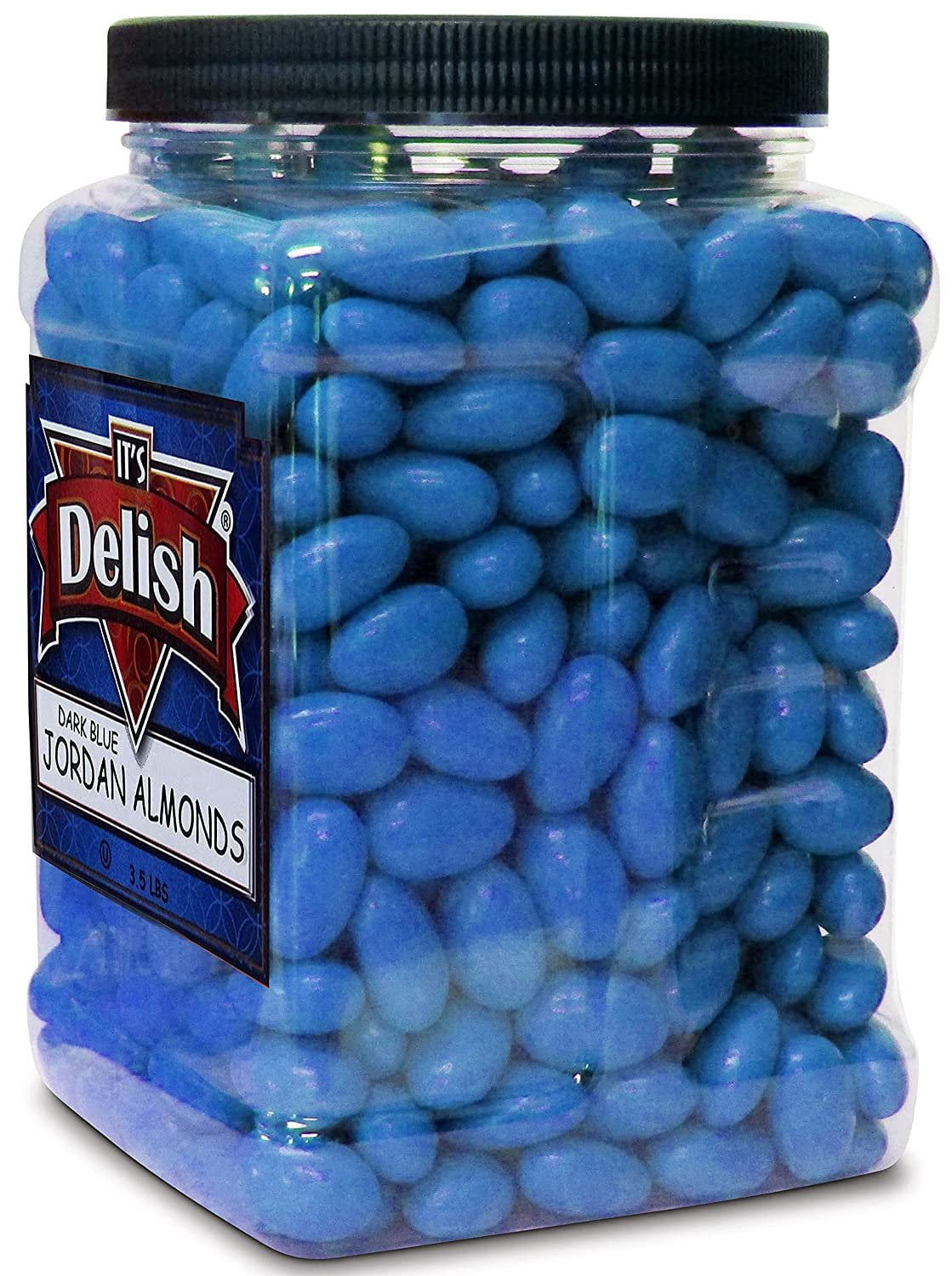 Dark Blue Jordan Almonds by Its Delish, 3.5 lbs Jumbo Container  Candied Almond Nut with Sweet Hard Candy Coating - Weddings Birthday Boy Baby Shower Theme Party Favors Candy Buffets - Vegan & Kosher