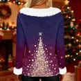 thumbnail image 7 of TrdSipl Women"s Winter T Shirts Cute Christmas Snowflake Printed Sweater Tops Xmas Long Sleeve V Neck Fur Trim Tee Shirt, 7 of 7