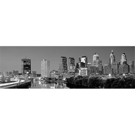 Us Pennsylvania Philadelphia Skyline Night Poster Print