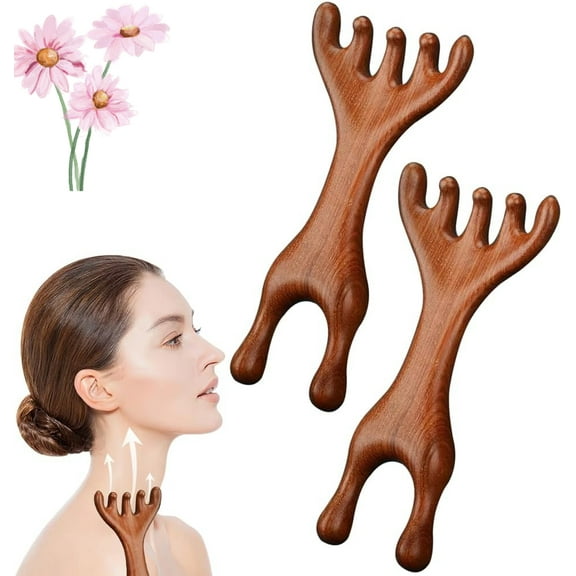 Five Touch Therapy Comb, Meridian Massage Combs, Fishtail Massage Comb Manual Scalp Massager, Guas Sha Tools for Head Face Eye Nose Jaw and Neck, Massager Brush Meridians (2)