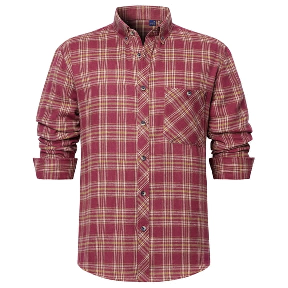 Youclos Men's Long Sleeve Plaid Flannel Shirts with Pocket Casual Button Down Shirt Regular Fit