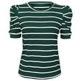 thumbnail image 1 of T-Shirts Décontractés à Manches Courtes pour Femmes, Col Rond, Blouses Rayées pour l'Été au Quotidien, 1 of 4