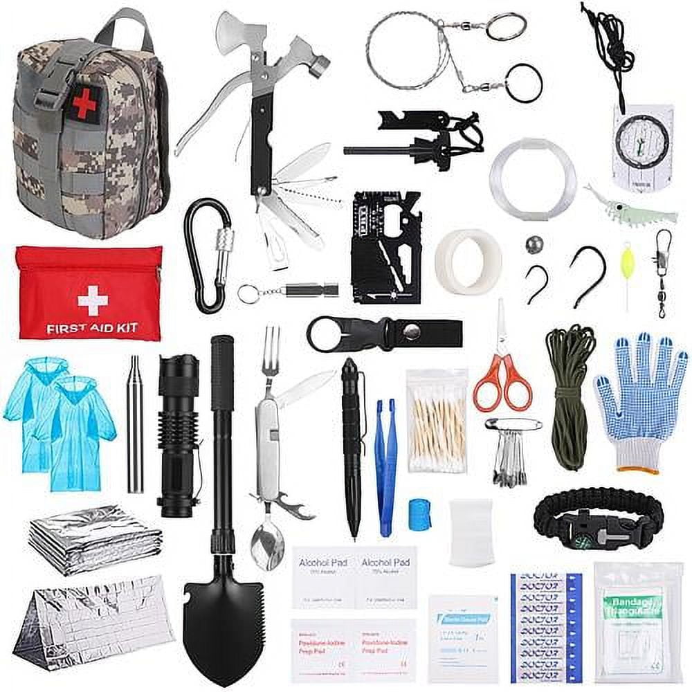 OZARK Trail 16-Piece Survival Kit For Car, Camping, Hiking & Emergency Preparedness (Compact, Black)