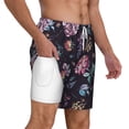 thumbnail image 3 of Picia Roses Flowers pattern Mens Swim Trunks with Compression Liner Stretch Beach Shorts Quick Dry with Zipper Pockets No-Chafing Board Shorts-3X-Large, 3 of 9