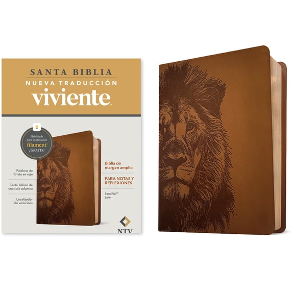Biblia de Margen Amplio Ntv Con Filament (Sentipiel, LeÃ³n, Letra Roja), (Hardcover)