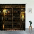 thumbnail image 3 of Library Bookshelf Bookstore Print Shower Curtains Set Wall Hanging Background Tapestry Bathroom r Retro Style Bathtub Screen, 3 of 7