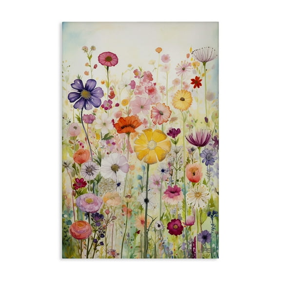 Stupell Industries Bright Flower Garden Botanical & Floral Painting Gallery Wrapped Canvas Art Print Wall Art, 16 x 24