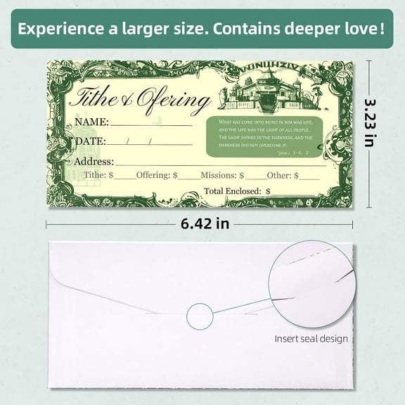 200 Pcs 6.42 X 3.23 Inch Church Offering Envelopes (Retro Style, 500)