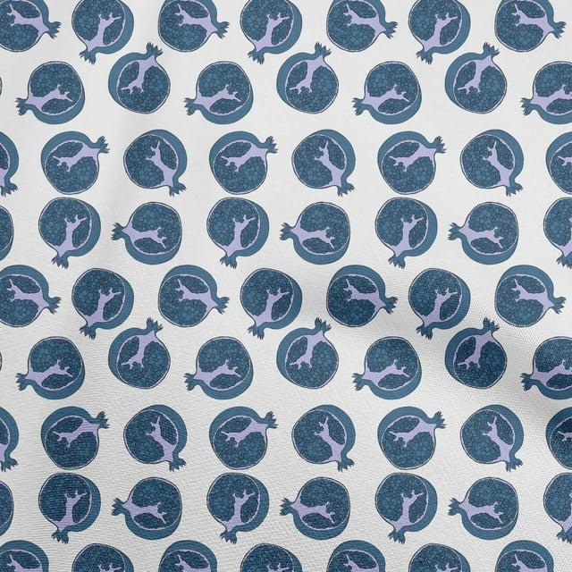 oneOone Polyester Spandex Medium Blue Fabric Pomegranate Sewing Craft Projects Fabric Prints By Yard 56 Inch Wide