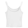 thumbnail image 2 of Women's Tank Top with Lace Breathable Fitness Yoga Basic Layer Camisole Top Beach Vacation Outfit White, 2 of 2