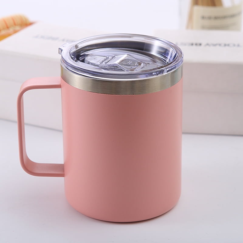12oz Coffee Mug With Handle and Sliding Lid,Stainless Steel Travel Tumbler Cup 