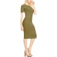 thumbnail image 2 of Women's Solid Casual Comfy Short Sleeve Bodycon Slim Fit A-line Midi Dress, 2 of 4