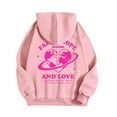 thumbnail image 4 of larppty Puff Print Lettering Oversized Full Zip Hoodie with Pocket - Y2K Preppy Pullover for Women Teens Girls（Pink，XXL）, 4 of 4