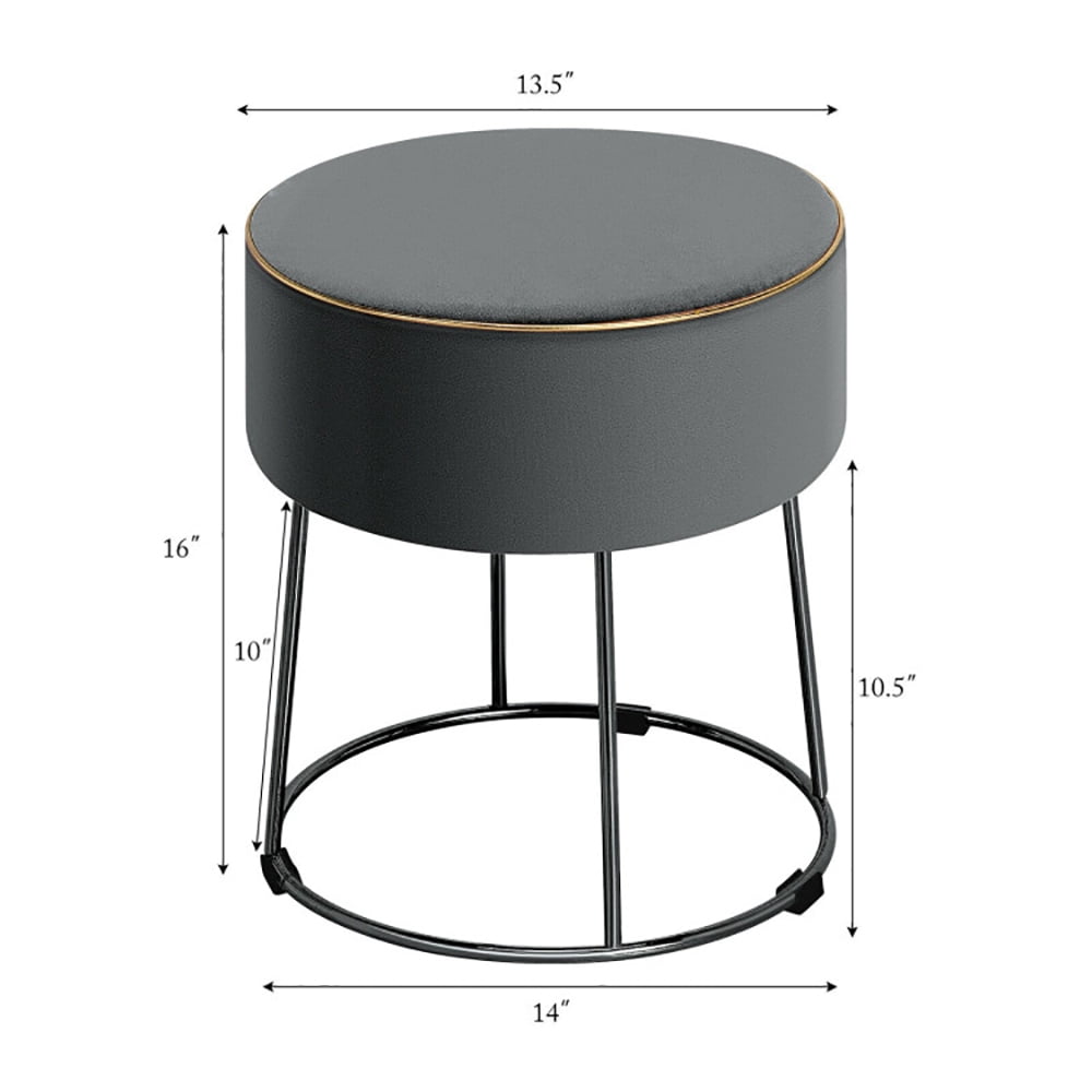 Finihen Round Velvet Ottoman, Footrest Stool, Vanity Chair, Velvet Footrest Stool Ottoman with Non-Slip Foot Pads for Bedside, for Living Room, Bedroom, Gray Finihen Round Velvet Ottoman, Footrest Stool, Vanity Chair, Velvet Footrest Stool Ottoman with Non-Slip Foot Pads for Bedside, for Living Room, Bedroom, Gray