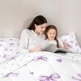 thumbnail image 5 of Feelyou Girly Purple Bowknot Queen Comforter Set, Cartoon Princess Bowknot Bedding Sets, Teen Boy Girl Kid Reversible Bedding Comforter Set, Lightweight Room Decor, 3-Piece, 5 of 8