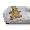 thumbnail image 3 of Gingerbread Man Soft Flannel Fleece Throw Blanket, Whimsical Cartoon Santa Gingerbread Man with Bonbon Candies, Cozy Plush for Indoor and Outdoor Use, 50" x 60", Pale Brown Red Green, by Ambesonne, 3 of 6