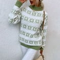 thumbnail image 3 of Suéter de punto de mujer europeo y americano de otoño e invierno Suéter de cuello alto medio con copos de nieve navideños Top de mujer, 3 of 5