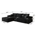 thumbnail image 6 of 107" Cloud Sectional Sofa with L-Shape Chaise, Plush Corduroy Fabric, Black, 6 of 8