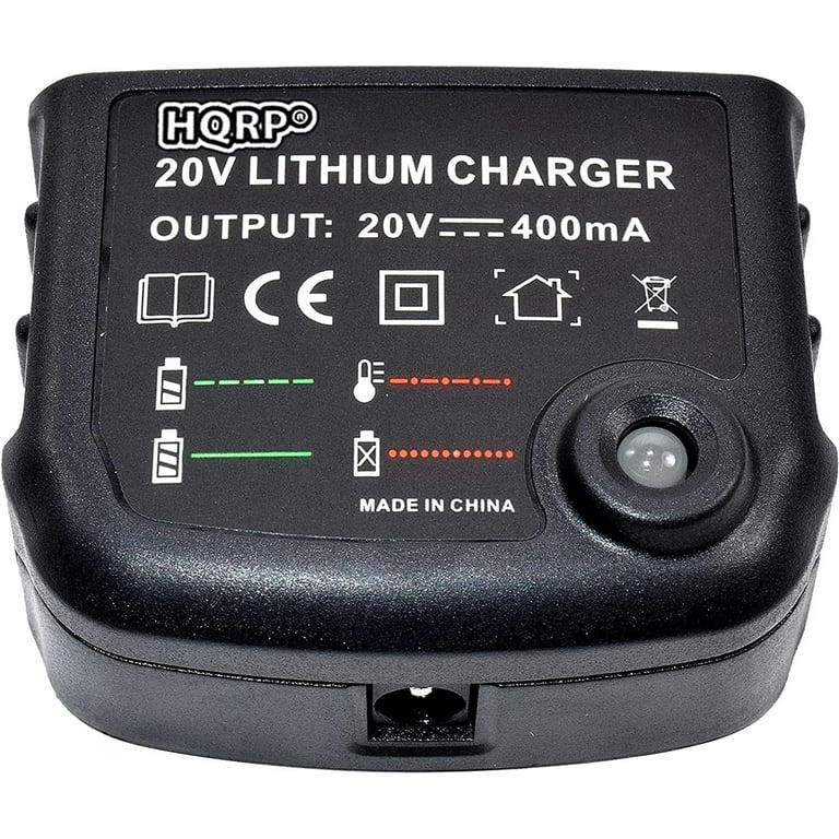 HQRP 20V Li Ion Battery Charger fits Black and Decker LDX120C LDX120PK LDX120SB LDX220SB SSL20SB SSL20SB 2 Electric Drill